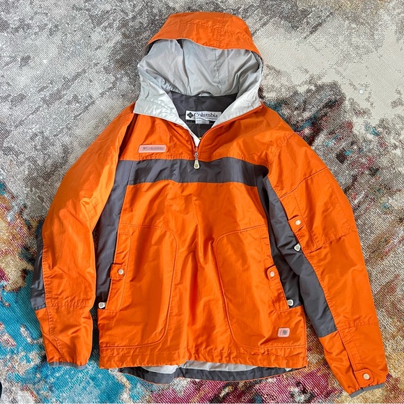 Columbia Medium pullover outerwear orange grey top EUC - Picture 5 of 9